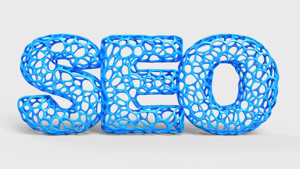 Creative, interconnected SEO letters representing the dynamic and adaptable nature of SEO strategies for business startups.