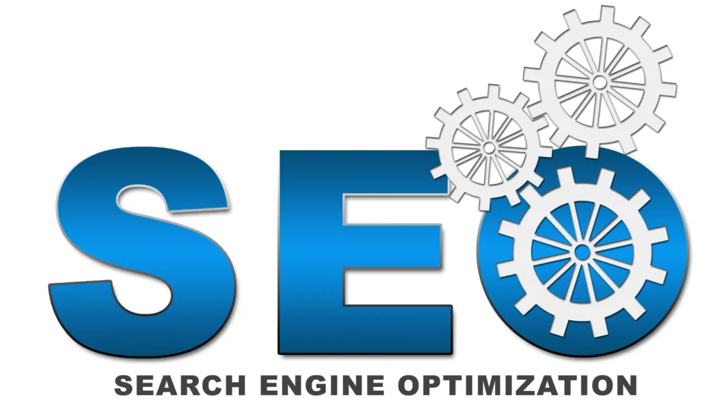 SEO letters with gears and search icons highlighting the importance of White Label SEO Services UK in digital marketing.