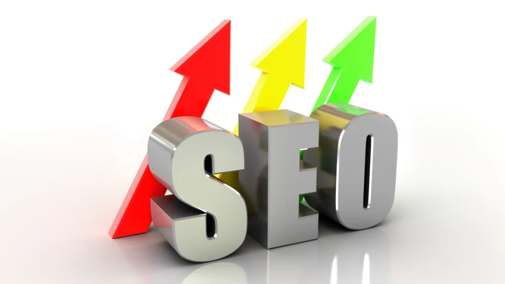 SEO letters with colorful arrows representing the growth and success of White Label SEO Services UK.