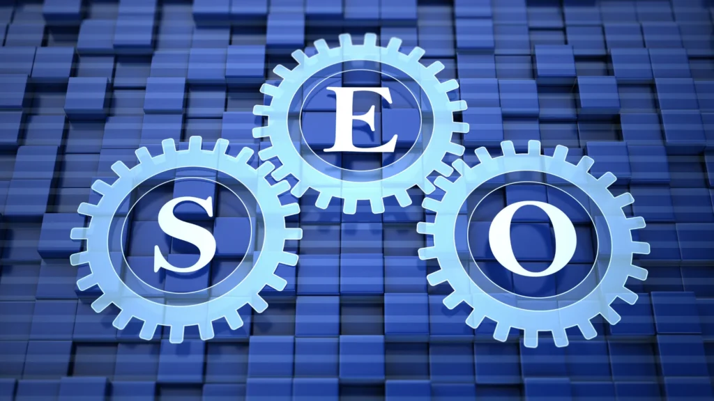 SEO gears symbolizing the importance of SEO optimization for window cleaning services to enhance online visibility.