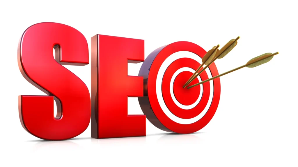 3D "SEO" text with a target symbol, representing SEO for Employment Lawyers targeting specific clients.